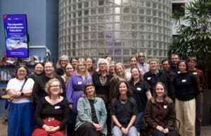Group photo of about 25 FAIRE members at Valve Culture House in Oulu.
